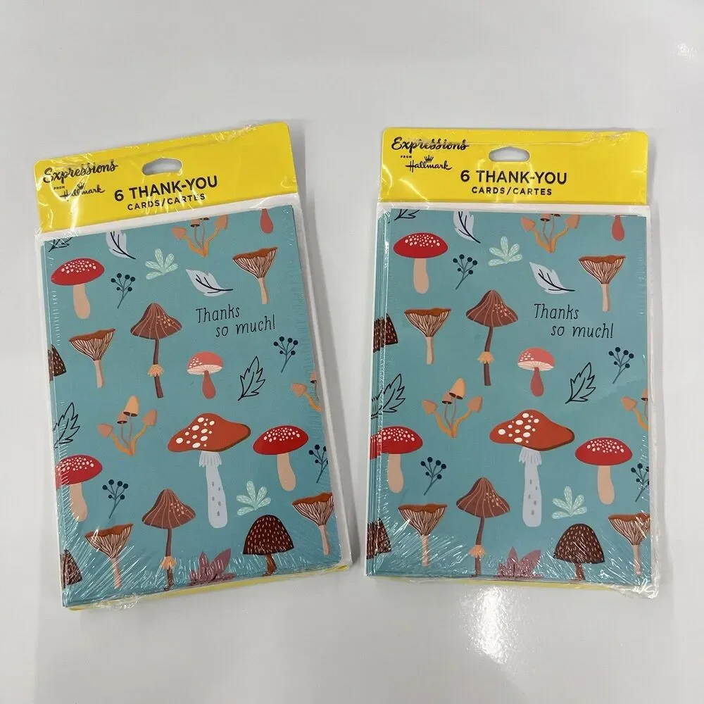 Hallmark Expressions MUSHROOMS Thank You Blank Note Cards & Envelopes Set of 12